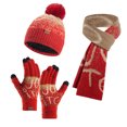thumbnail image 1 of Winter Beanie Hat Scarf Gloves, Warm Fleece Knit Hat Long Scarf Neck Warmer Touch Screen Winter Gloves Set Gifts for Women, 1 of 4