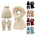 thumbnail image 1 of Winter Beanie Hat Scarf Gloves, Warm Knit Hats Touchscreen Gloves Neck Scarf Set Winter Gifts for Unisex Adult #02 Beige, 1 of 5