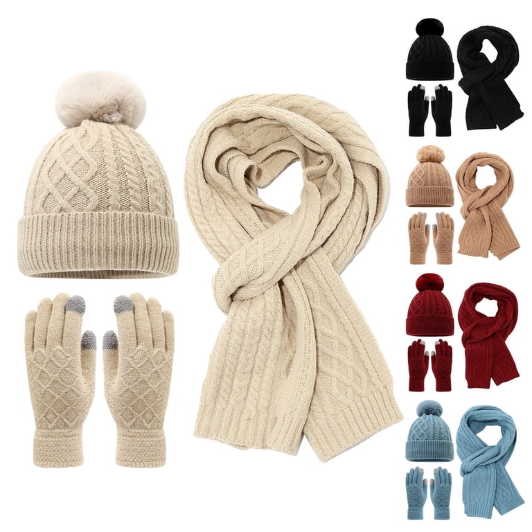 Unisex Winter Beanie Scarf Gloves Set Touchscreen Warm Cold Weather Bocaoying 5-Piece Winter Hat Scarf Gloves Set for Men and  main image 4