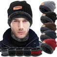 thumbnail image 1 of Winter Beanie Hat Scarf Set Fleece Lined Warm Knit Skull Cap and Scarf for Men Women, 1 of 7