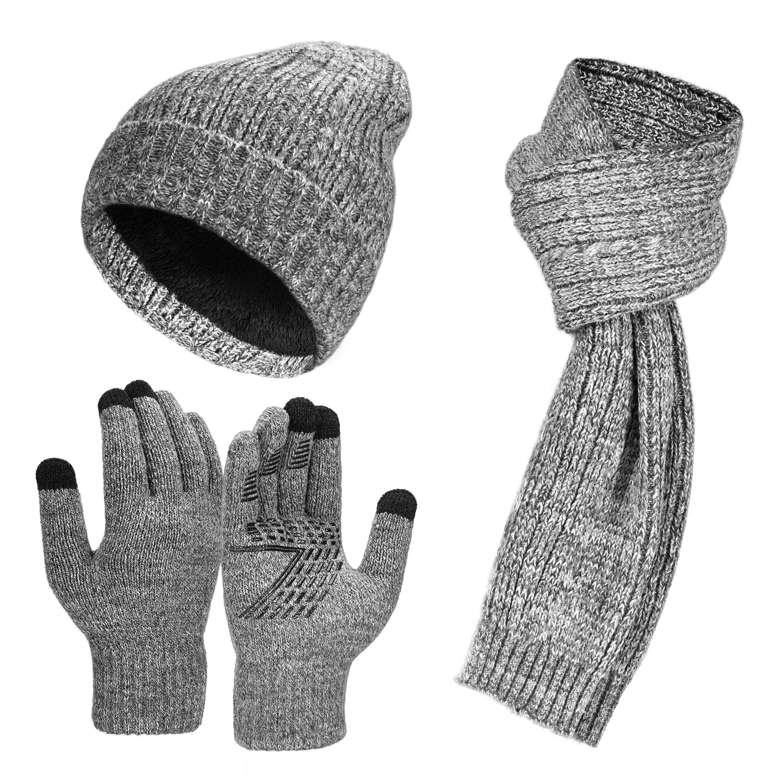 Winter Beanie Hat Scarf Touchscreen Gloves Set for Men and Women ...
