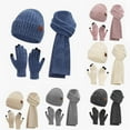 thumbnail image 1 of Winter Beanie Hat Scarf and Touchscreen Gloves Set for Men Women, Warm Knit Skull Cap with Fleece Lined Gifts Christmas Gift, 1 of 4