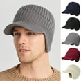 thumbnail image 1 of Winter Beanie Hat, Warm Earflap Hat Knitted Newsboy Hat - Winter Hat with Visor for Men Outdoor Activity, 1 of 7
