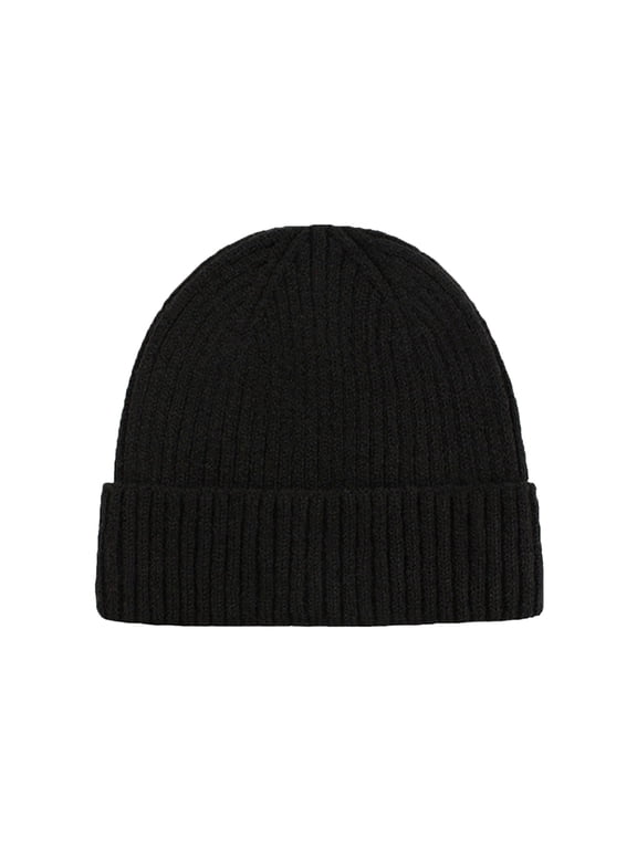 Winter Beanie Hat for Women Ski Cap Ski Cuff Cap with Knit Cap Slouchy Beanie Thermal Beanie Knit Earflap Hats Beanie Men's Skullies & Beanies Black One Size
