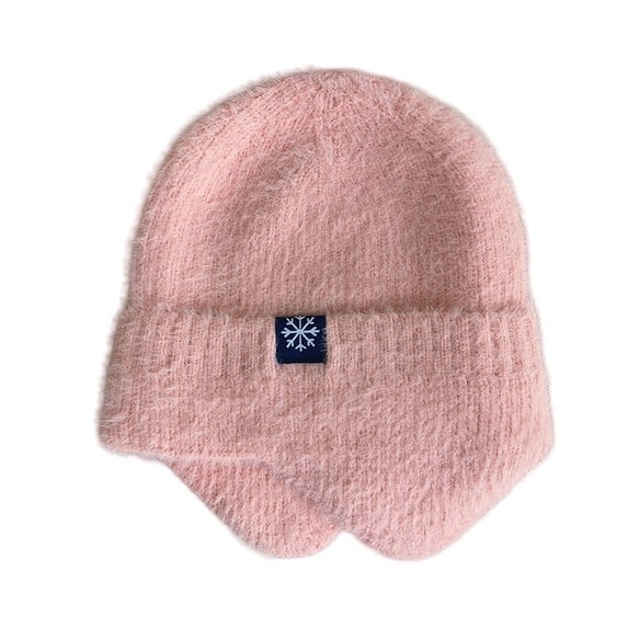 Winter Beanie Hat for Women Snow Beanie Work Hat Cuff Beanie Hat Toboggan Hats Snow Hats Thermal Beanie Poms for Hats Warm Fleece Lined Beanie Hat Skull Beanie Mens Pink One Size