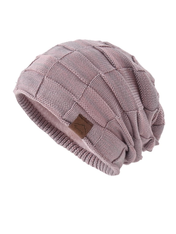 Winter Beanie Hat for Women Soft Lightweight Turbans Knit Chunky Snow Cap Snow Ski Skull Cap Chemo Headwear Knitting Skull Beanies Cuff Beanie Hat Teachers Gifts For Pink One Size