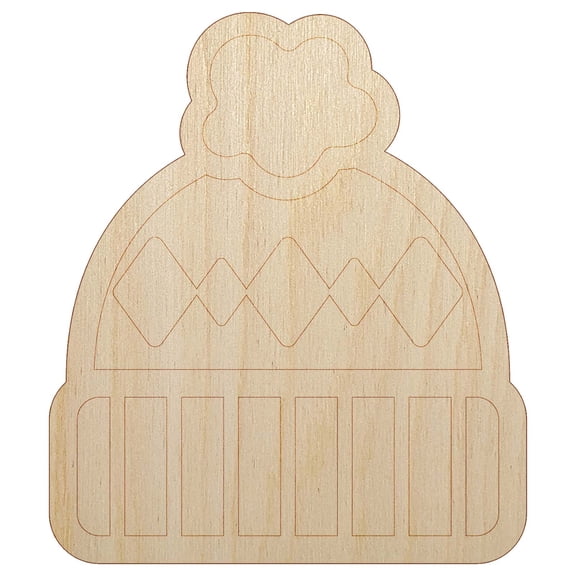 Winter Beanie Hat Wood Shape Unfinished Piece Cutout Craft DIY Projects - 6.25 Inch Size - 1/8 Inch Thick