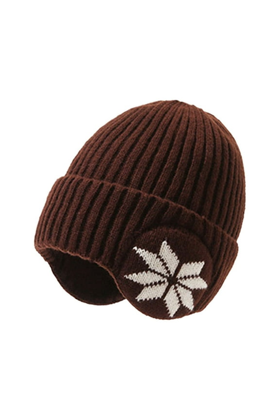 Winter Beanie Hats with Earflaps for Men Women, Fleece Lined Beanie Warm Winter Knitted Hat, Outdoor Windproof Knit Skull Cap, Scrub With Buttons Bouffant Hat