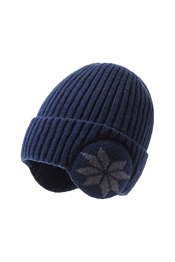 Winter Beanie Hats with Earflaps for Men Women, Fleece Lined Beanie Warm Winter Knitted Hat, Outdoor Windproof Knit Skull Cap, Scrub With Buttons Bouffant Hat