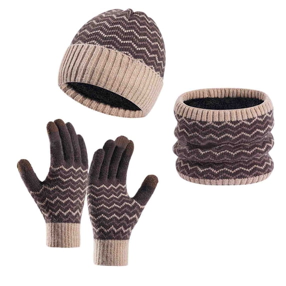 ZQUUVOU Winter Beanie Hats Scarf Gloves Set Thick Warm Slouchy Beanies Hat Knit Skull Cap Neck Warmer For Men Women Khaki