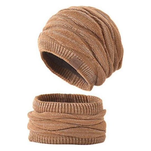 Winter Beanie Hats Scarf Set Warm Knit Hats Baggy Skull Cap Neck Warmer Knitting Snow Ski Hat & Scarf for Men Women
