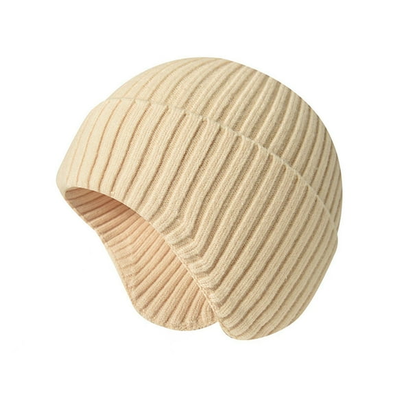 ZQUUVOU Winter Beanie Hats with Earflap For Men Women Warm Thermal Knitted Caps Beige