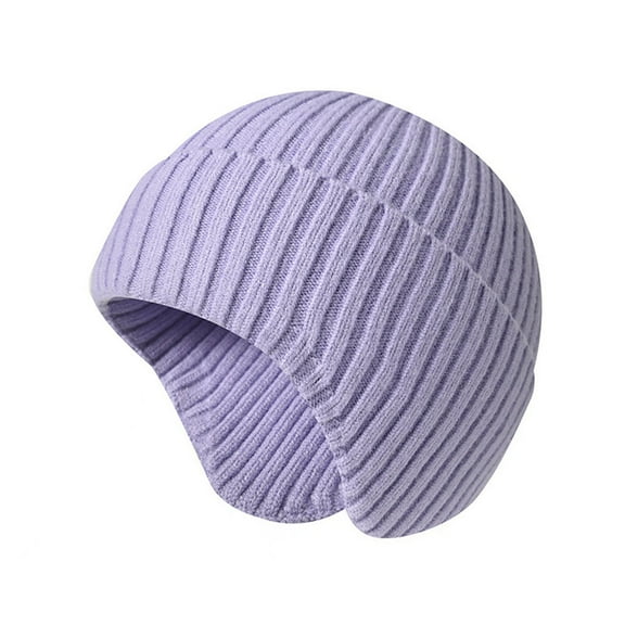 ZQUUVOU Winter Beanie Hats with Earflap For Men Women Warm Thermal Knitted Caps Purple