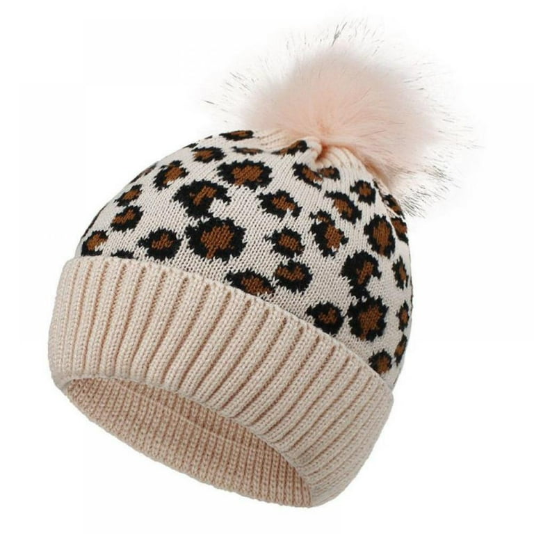 Winter Beanie Hats for Womens Slouchy Leopard Animal Knit Skull