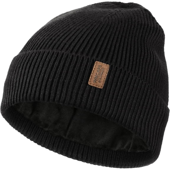 Winter Beanie for Men Women, Fleece Lined Beanie Soft Warm Knit Hat Ski Stocking Cuffed Cap