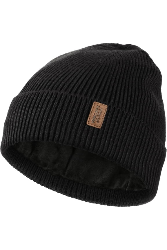 Winter Beanie for Men Women, Fleece Lined Beanie Soft Warm Knit Hat Ski Stocking Cuffed Cap