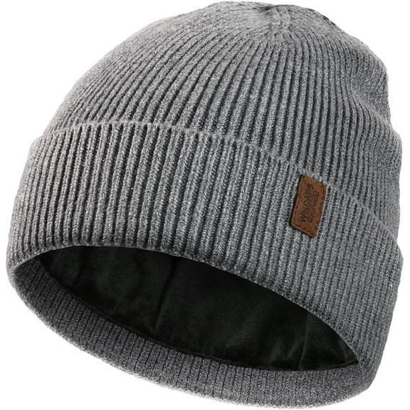 Winter Beanie for Men Women, Fleece Lined Beanie Soft Warm Knit Hat Ski Stocking Cuffed Cap