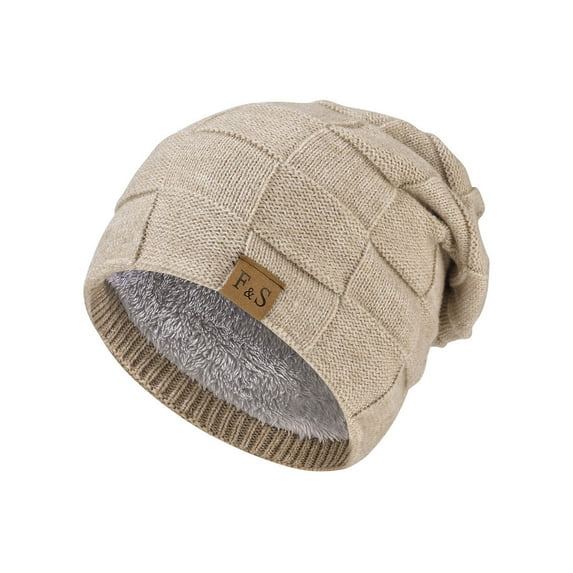 Winter Beanie for Men Women Men Winter Fashion Wool Hat Pile Hat Snow Fleece Ear Warmers Knitted Hat Beige