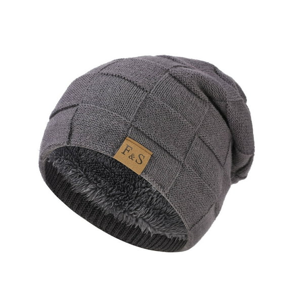 Winter Beanie for Men Women Men Winter Fashion Wool Hat Pile Hat Snow Fleece Ear Warmers Knitted Hat Gray