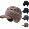 thumbnail image 1 of Winter Beanie with Brim Ear Flaps for Men Women, Warm Fleece Lined Knit Hat Stocking Caps for for The Cold Weather Khaki One Size, 1 of 4