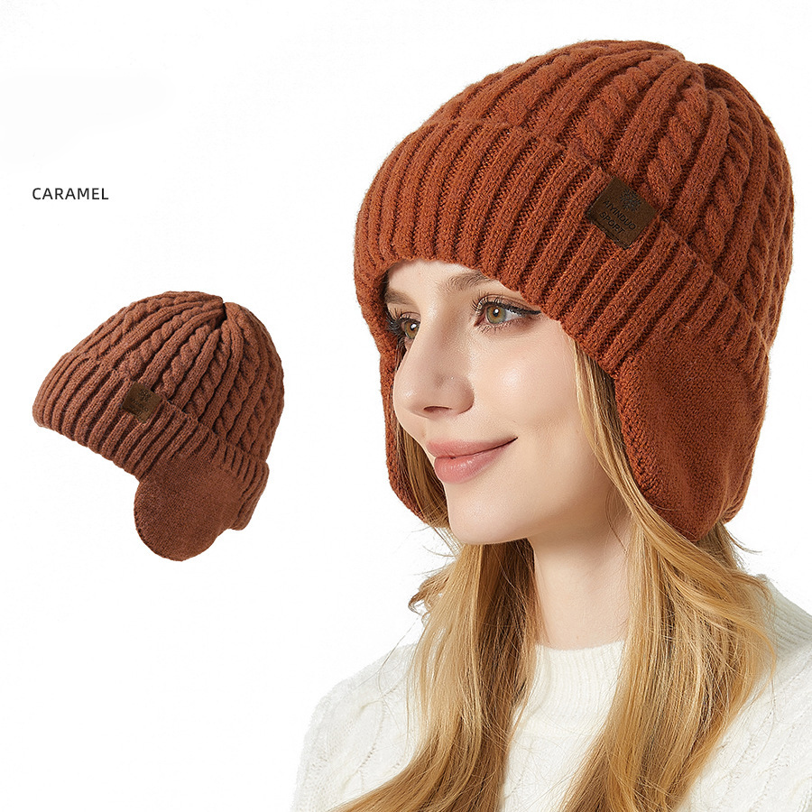Winter Beanie with Earflap for Men Women, Warm Knit Soft Hat, Outdoor Beanie Unisex Caps Gifts for Men Women
