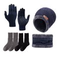 thumbnail image 1 of Winter Beanies Gloves Scarf Sock Sets for Men Fleece Lined Skull Cap Neck Warmer Touch Screen Gloves and Thicken Socks Set, Navy, 1 of 7