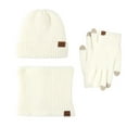 thumbnail image 1 of Winter Beanies Hats Hat Scarf Gloves Set Warm Knit Neck Warmer Wool Thermal Cap Outdoor Sport Ski Bike Mittens Men Women Caps For Men Women Fashion White, 1 of 4