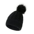 thumbnail image 1 of Winter Beanies Hats Kids Winter Hat Toddler Knitted Pom Beanie Hat Cotton Lined Cap Baby Girls Boys Hat Caps For Men Women Fashion Black, 1 of 5