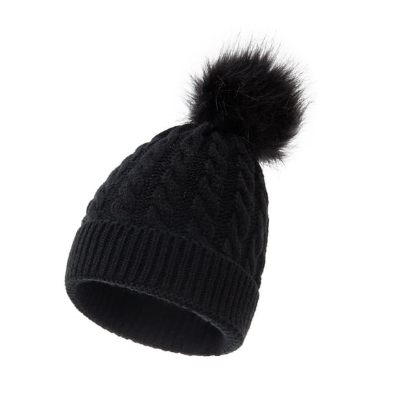 Winter Beanies Hats Kids Winter Hat Toddler Knitted Pom Beanie Hat Cotton Lined Cap Baby Girls Boys Hat Caps For Men Women Fashion Black