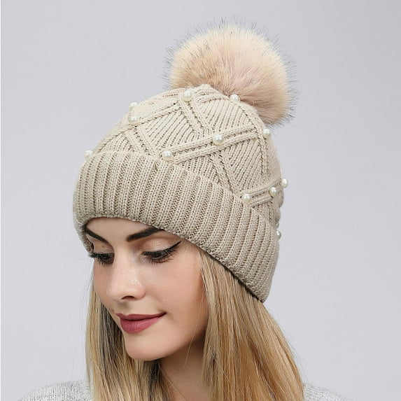 Winter Beanies Women's Fashion Wool Knitted Hat Cold Protection Warm Hat Thickened All-match Hat