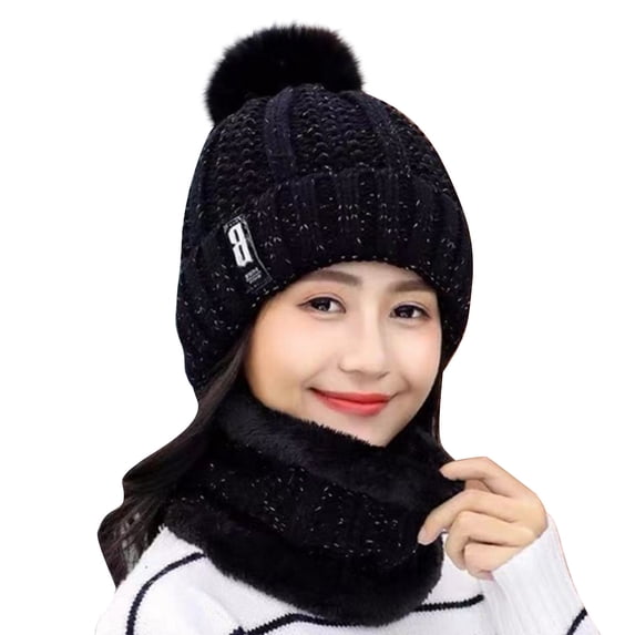 Winter Beanies Women's Solid Color Knitted Wool Hat with Thick Velvet And Warm Ear Protection Hat
