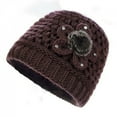 thumbnail image 1 of Winter Beanies Women's Winter Add Plush Warm Knitted Flowers Hats Thickening Plush Hat, 1 of 3