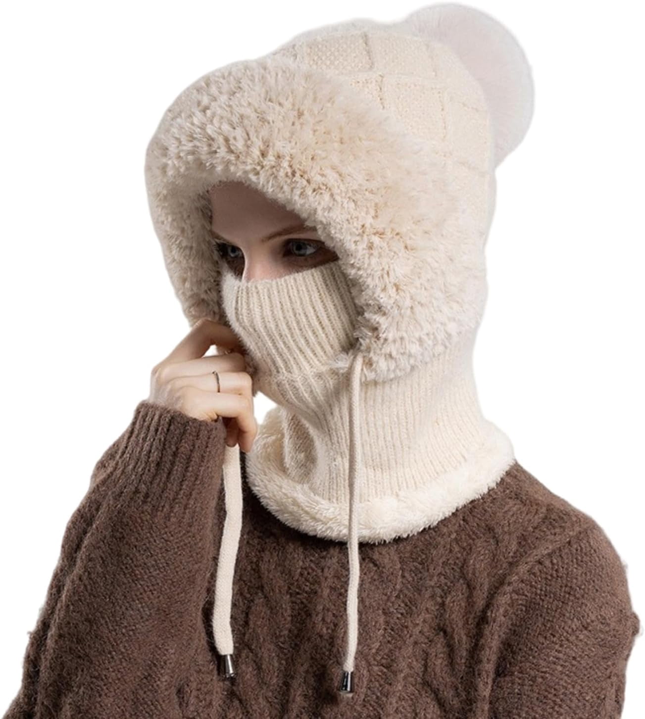 Winter Beanies for Men Women Warm Knit Skull Cap Beanie Balaclava Fleece Ski Mask Neck Warmer Winter Sports Cap