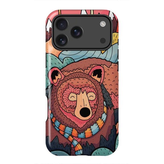 Winter Bear Forest Snowy Woodland Scene Art Case for iPhone 17 to 11 Pro Max