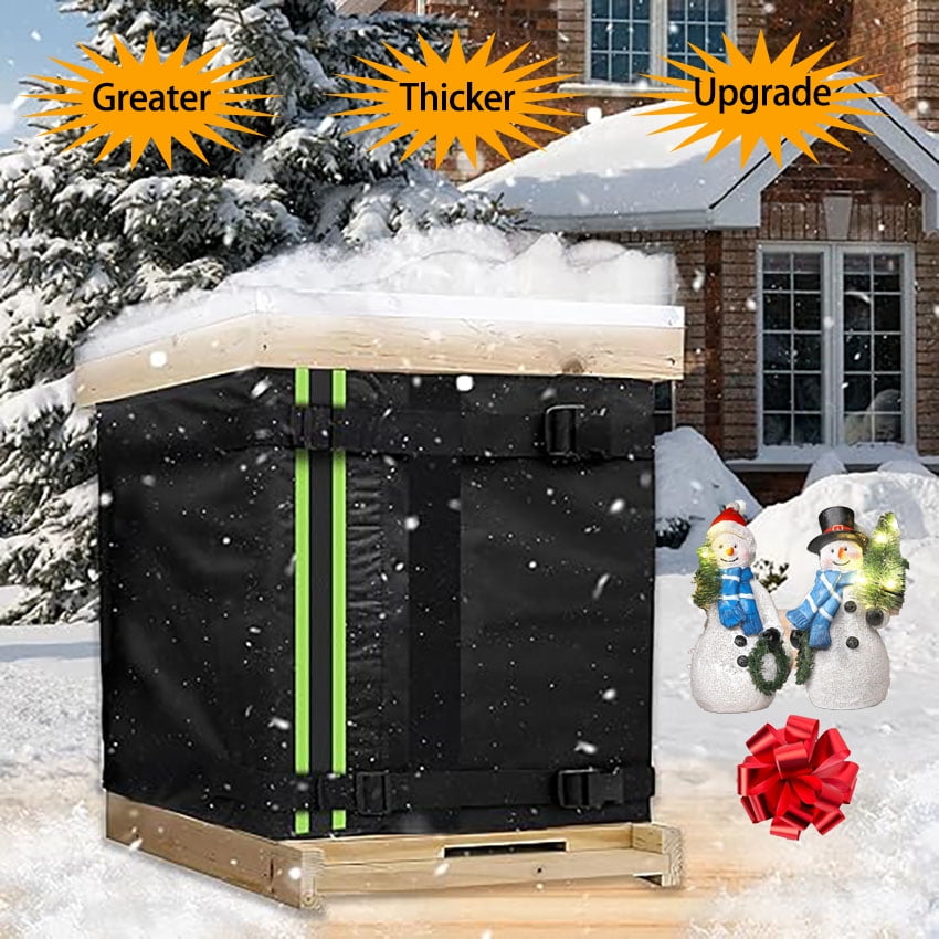 Winter Bee Hive Wrap,75.98" x 23.6"inch Adjustable Beehive Wrap Beekeeping Supplies for 2 Deep Hive Boxes, , 900D Oxford Insulated Cover, Waterproof, Windproof, Lightweight,Reusable
