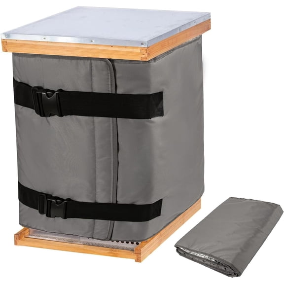 Winter Beehive Wrap for 8 & 10 Frame Hives, Adjustable 600D Oxford Insulated Bee Hive Cover, Hive Wrap for Winter Beekeeping, Fits 2 Deep Boxes & 1 Medium Box