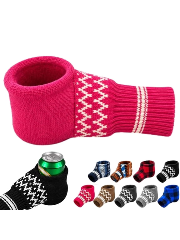 Winter Beer Glove Knit Mitten Mitt Holder Warm Hands Cool Drinks Party, Insulating Gloves to Keep Your Hands Warm in Winter - New Year Party Favors