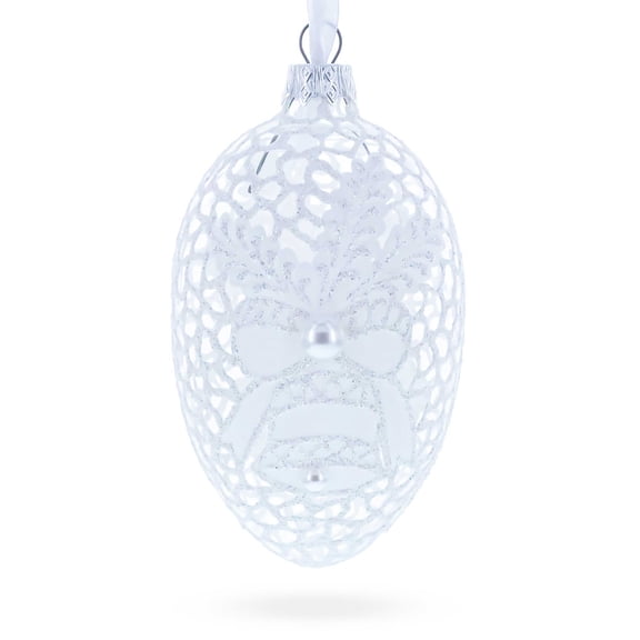 Winter Bells Egg Glass Ornament 4 Inches