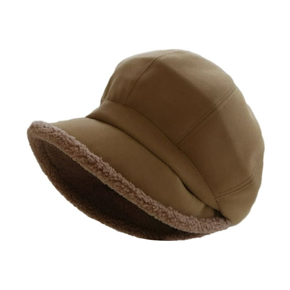 Winter Beret Warm Thickened Plush Lined Solid Color Retro Warm Korean Adjustable Fordable Solid Color Female Lady Outdoor Newsboy Hat Bonnet
