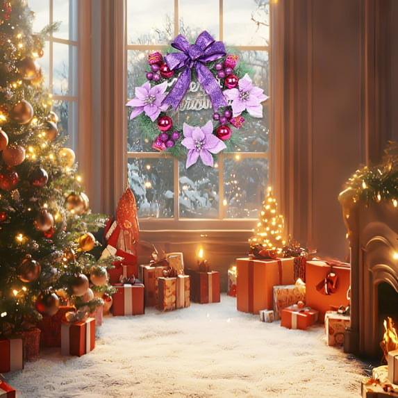 Winter Berry Wreath - Handmade Plastic Pinecone Decoration for Mantel/Wall, Lightweight Reusable Christmas Door Hanging