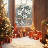 Winter Berry Wreath - Handmade Plastic Pinecone Decoration for Mantel/Wall, Lightweight Reusable Christmas Door Hanging‌