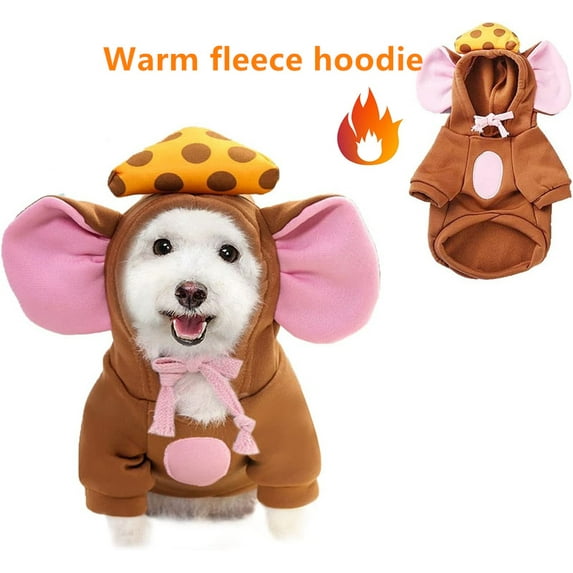 Winter Big Ear Mouse Dog Hoodies Cute Cheese Warm Pet Costume Halloween Cat Clothes for Small Medium Dogs Puppy French Bulldog Chihuahua