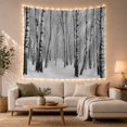 thumbnail image 1 of Winter Birch Forest in Misty Snow, Serene Minimalist for Nature Lovers, Atmospheric Woodland Art Print, Housewarming Gift, Tapestry Wall Hanging for Bedroom and Living Room, 1 of 7