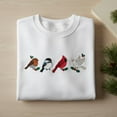 thumbnail image 1 of Winter Birds Embroidered Sweatshirt, Christmas Cardinal Robin Crewneck, Holiday Bird Lover Gift, Nature Chickadee Dove Tee, 1 of 4