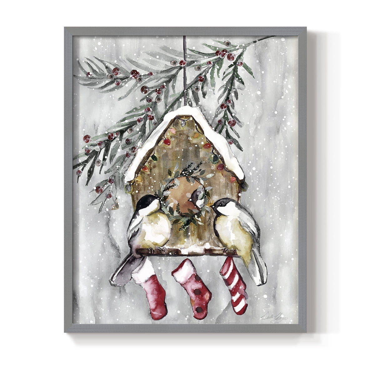 Winter Birds Framed Print - Solid Wood in Single Picture Frame Solid Wood 2 Framed Print