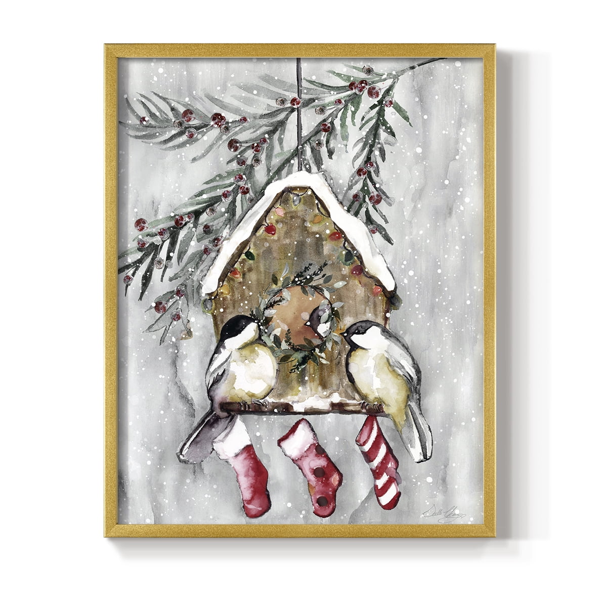 Winter Birds Framed Print - Solid Wood in Single Picture Frame Solid Wood 2 Framed Print