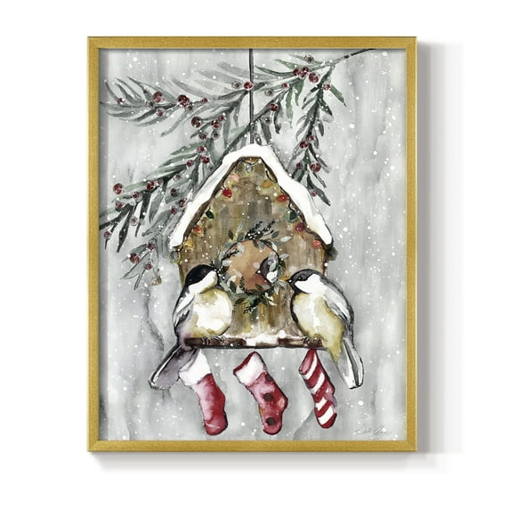 Winter Birds Framed Print - Solid Wood in Single Picture Frame Solid Wood 2 Framed Print
