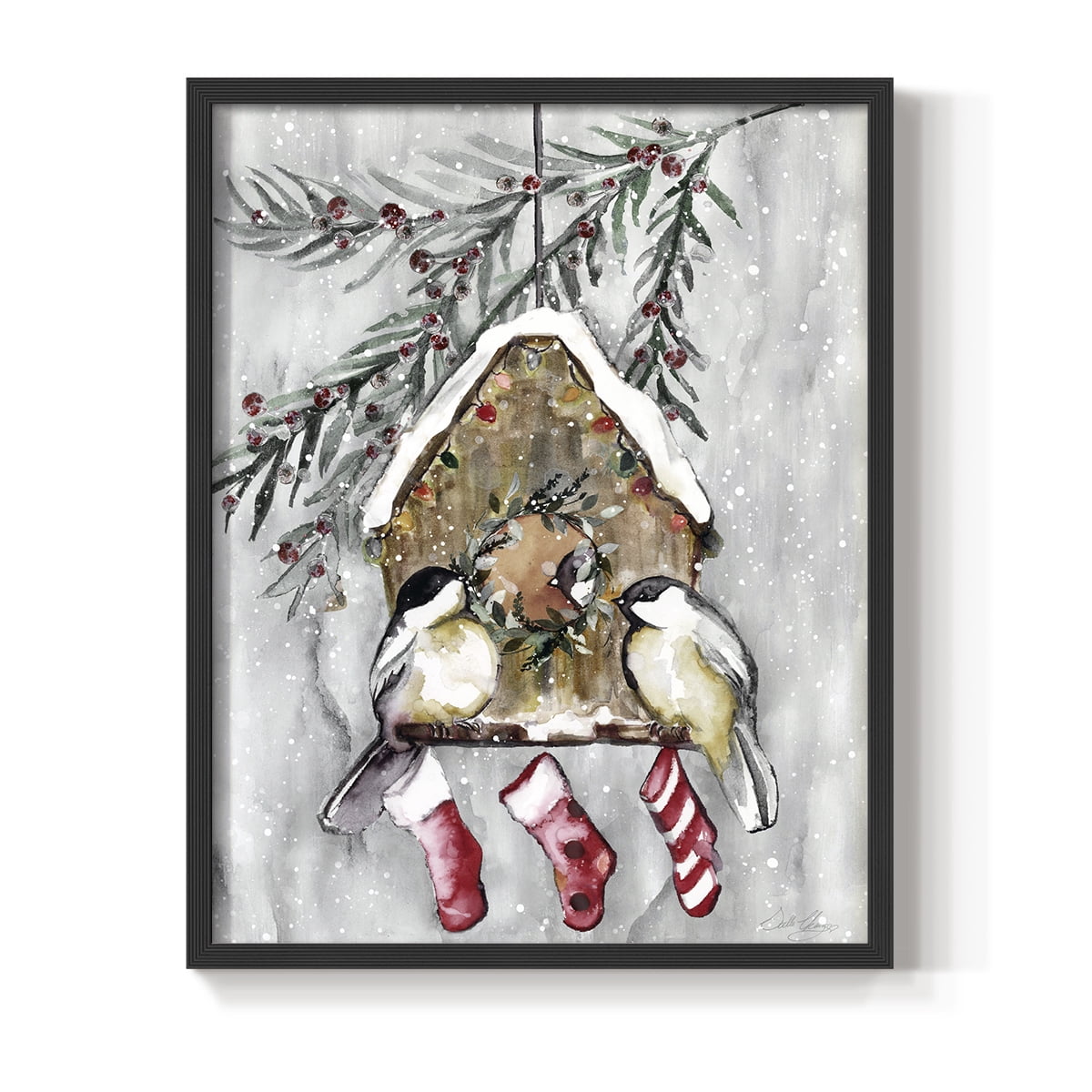 Winter Birds Framed Print - Solid Wood in Single Picture Frame Solid Wood 2 Framed Print