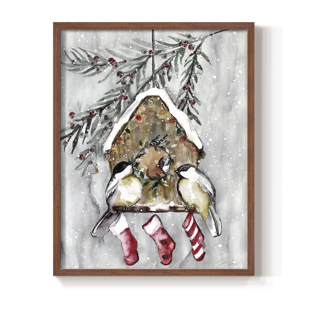 Winter Birds Framed Print - Solid Wood in Single Picture Frame Solid Wood 2 Framed Print
