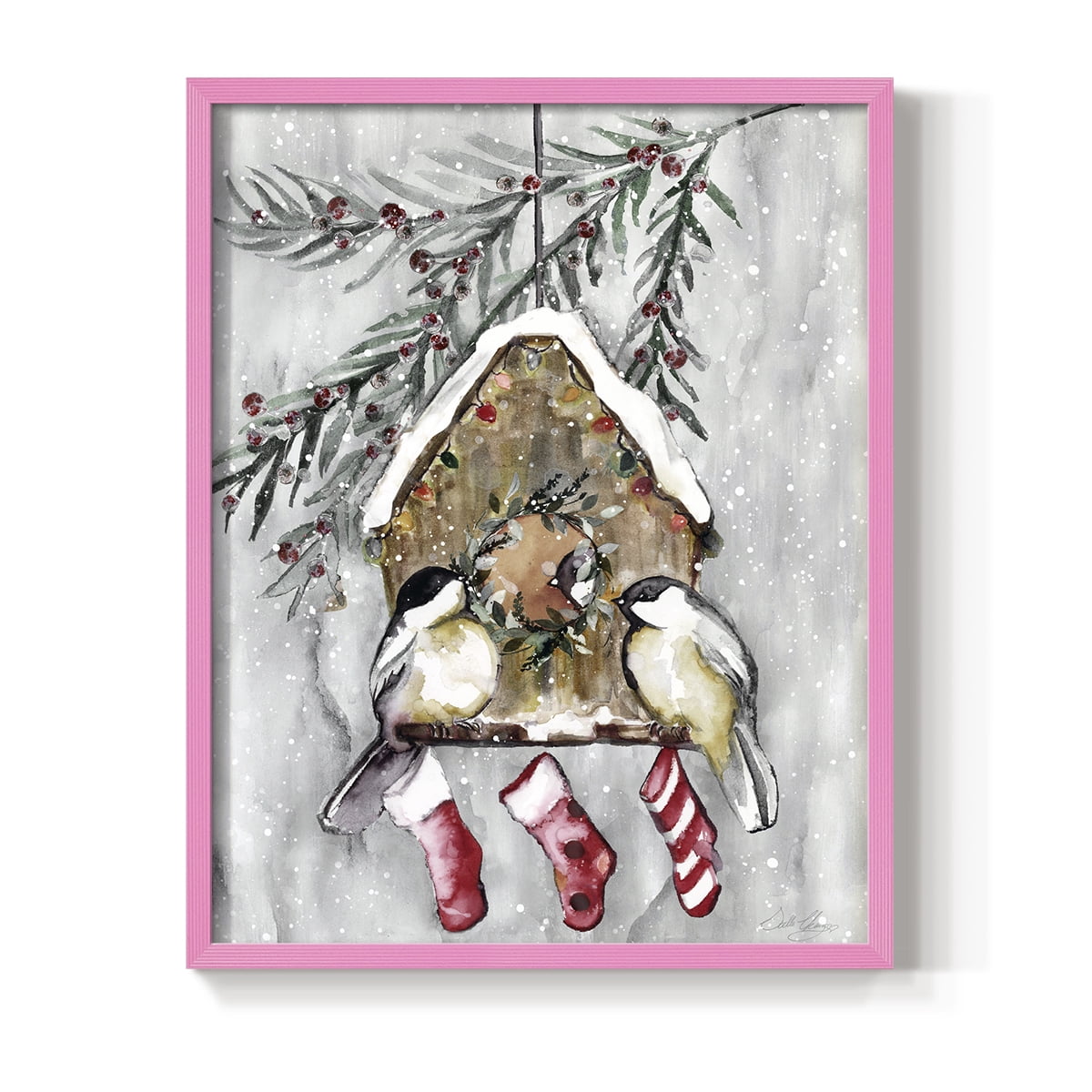 Winter Birds Framed Print - Solid Wood in Single Picture Frame Solid Wood 2 Framed Print